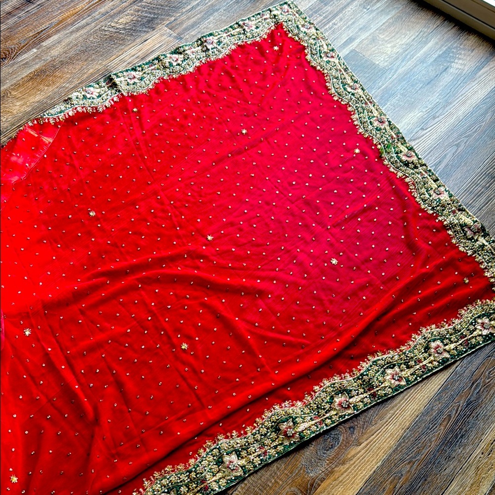 Red and green saree